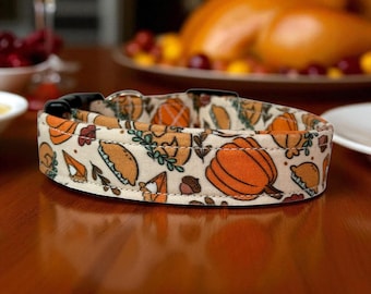 Handmade Thanksgiving Dog Collar: Turkey, Pumpkin Pie Fall Theme