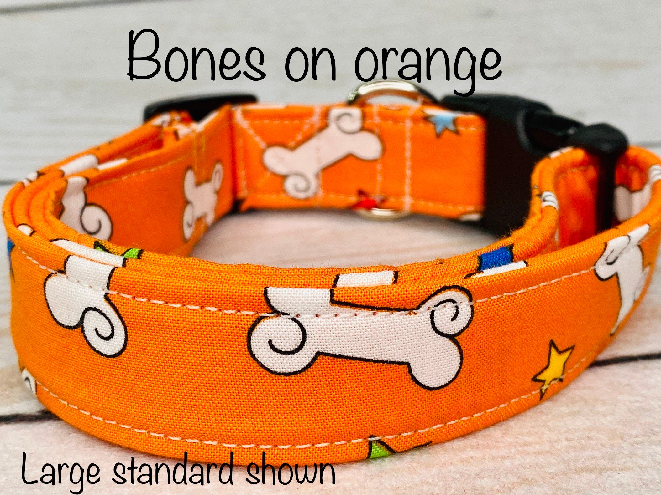 Dog Collar, orange dog collar, boy dog collar, side release, adjustable