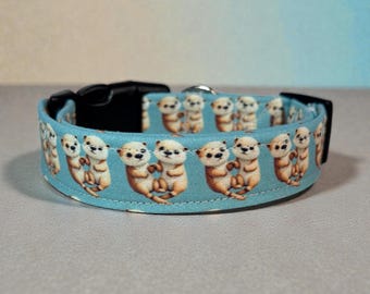 Otter dog collar, handmade side release funny dog collar, washable fabric, adjustable side release, customizable hardware, Webbing Core