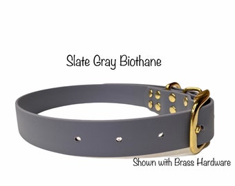 Biothane dog collar, gray dog collar, dog collar, buckle dog collar, waterproof collar, slate gray, rose gold hardware, gray biothane collar
