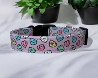 Valentine heart dog collar, funny dog collar, handmade side release collar, girl dog collar, boy dog collar, custom adjustable dog collar