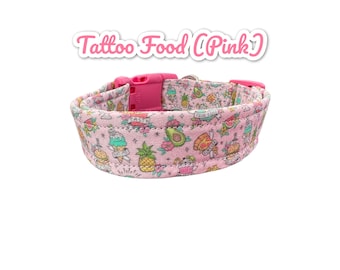 Tattoo food dog collar, Food cat collar, funny dog collar, handmade dog collar, custom dog collar, side release collar, washable pet collar