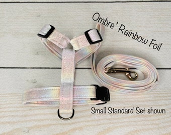 Dog harness, Harness and leash, step in harness, standard harness, adjustable harness, rainbow dog harness, rainbow, ombre dog harness
