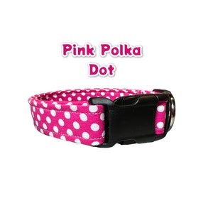 Handmade Pink Polka Dot Dog Collar: Adjustable Side Release