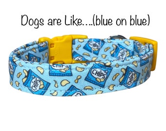 Potato chip dog collar, funny dog collar, food dog collar, potato chips, eco friendly collar, washable, adjustable, cat collar, chip collar