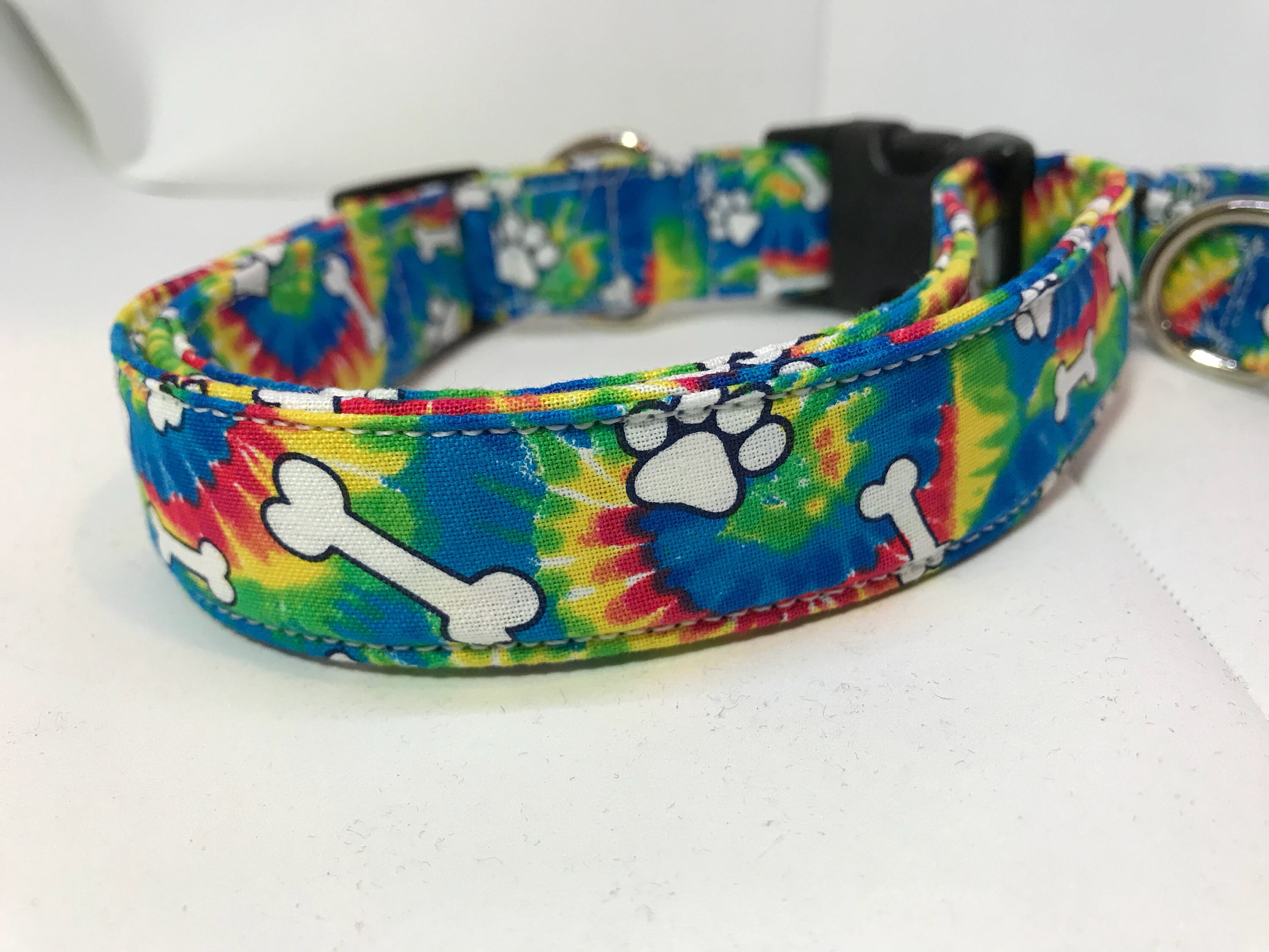 Tie dye dog collar, rainbow tie dye, dog collar, girl dog collar, boy