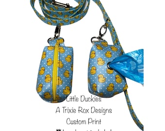 Yellow Ducky Faux Leather Dog Poop Bag Holder, Funny Handmade Dog Collar