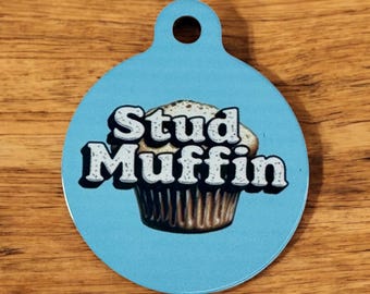 Stud Muffin tag, Funny pet tag, dog tag, pet id tag, personalized pet tag, dog id tag, personalized dog tag, dog name tag, custom dog tag