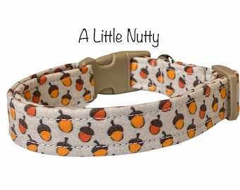 Acorn dog collar, dog collar, funny dog collar, nutty dog collar, nuts, eco friendly collar, cat collar, adjustable, washable, acorn nuts
