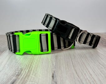 Halloween dog collar, boy dog collar, girl dog collar, handmade side release collar, washable collar, fabric dog collar, striped dog collar