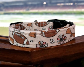Boho football dog collar, funny dog collar, handmade side release dog collar, girl dog collar, boy dog collar, custom adjustable dog collar