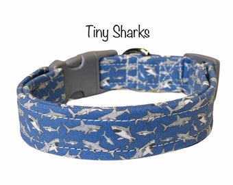 Shark dog collar, dog collar, boy shark dog collar, eco friendly dog collar, dog collar for boys, shark collar, blue sharks, cat collar