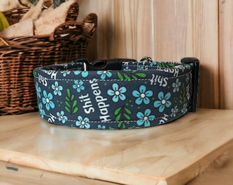 Shit Happens Dog collar, funny dog collar, floral dog collar, girl dog collar, handmade dog collar, adjustable, quick release dog collar