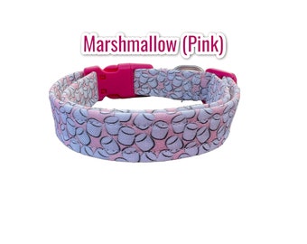Marshmallow dog collar, food dog collar, girl dog collar, handmade dog collar, custom dog collar, pink marshmallow, washable collar, fabric