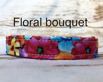 Floral bouquet standard adjustable dog collar or martingale collar
