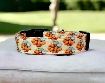 Chicken Nugget Dog Collar: Funny Food Print, Adjustable, funny dog collar, side release, washable, adjustable 