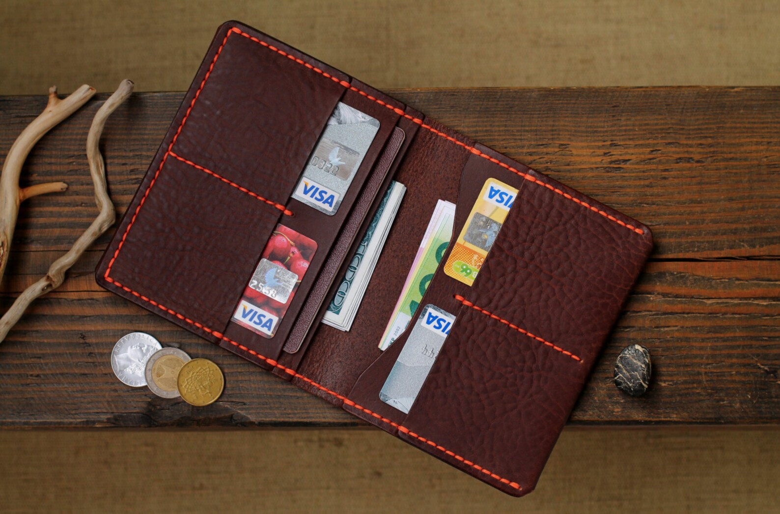 Leather Passport Wallet Mens Wallets Men's Leather Etsy