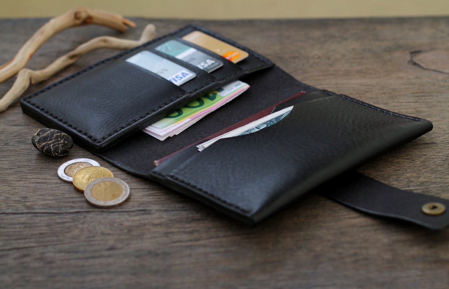 Leather Passport Wallet Leather Wallet Mens Wallets Etsy