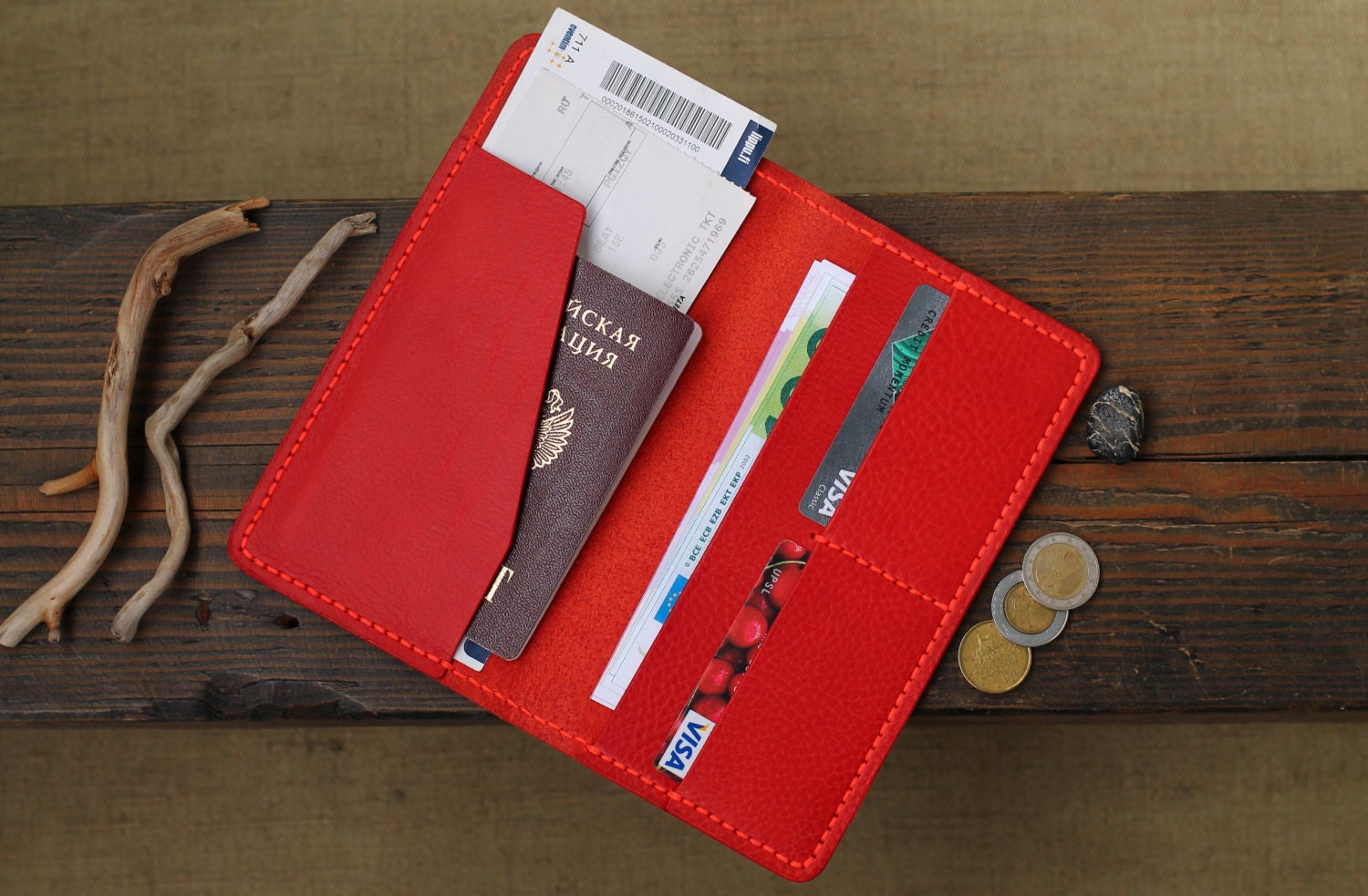 Leather Travel Wallet Mens Wallets Men's Leather Wallet Etsy