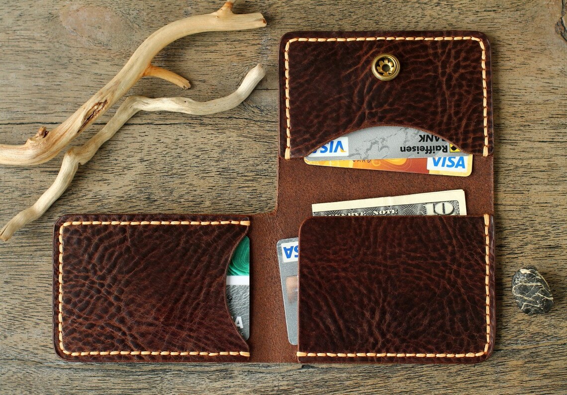 Leather Card Wallet Card Holder Leather Wallet Mens Etsy