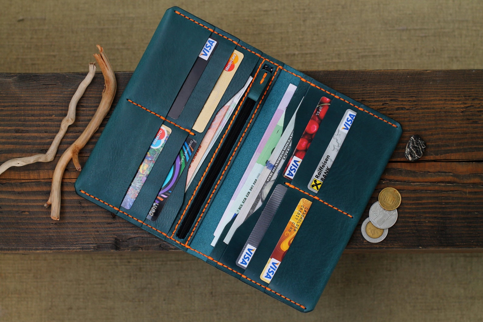 Leather Travel Wallet Mens Wallets Men's Leather Wallet Etsy