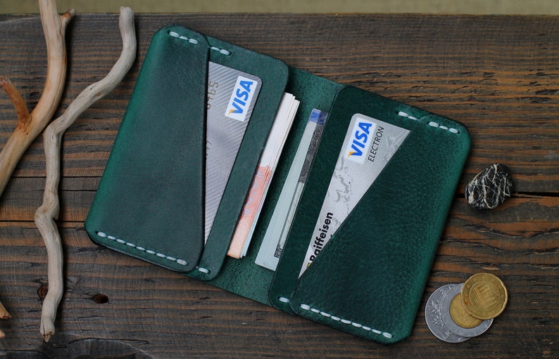 Leather Card Wallet Card Holder Leather Wallet Mens Etsy