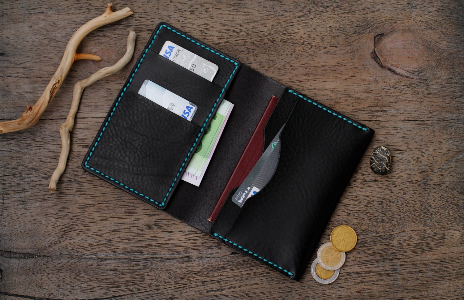 Leather Passport Wallet Leather Wallet Mens Wallets Etsy