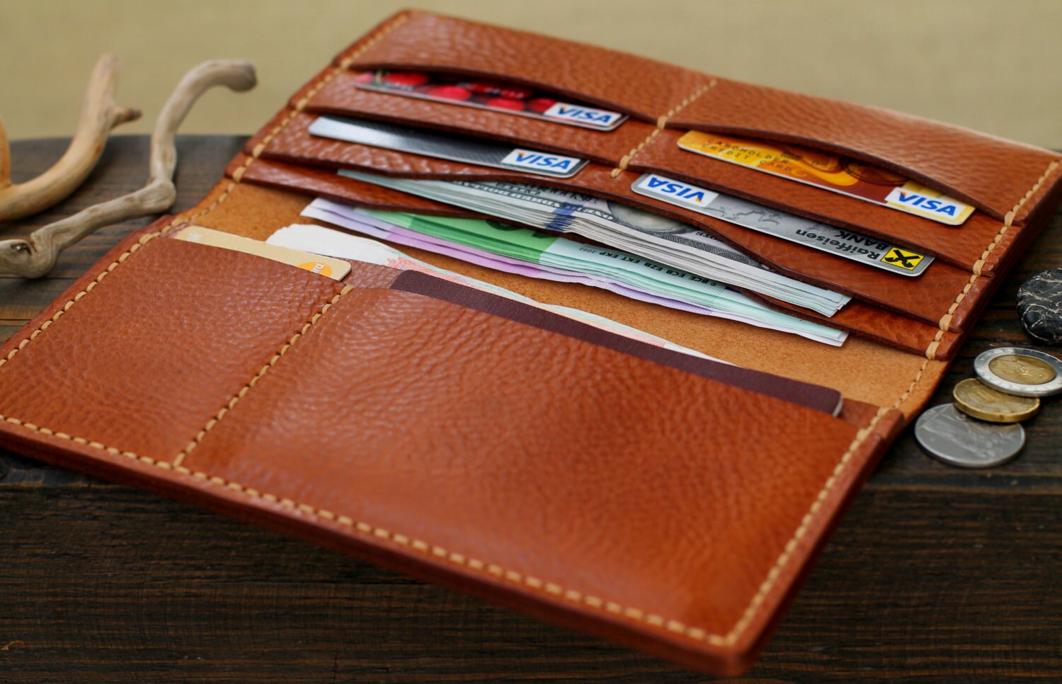Leather Travel Wallet Mens Wallets Men's Leather Wallet Etsy