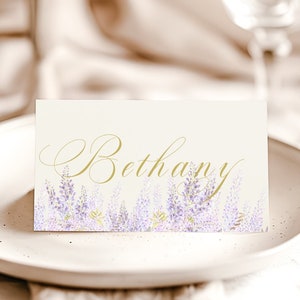 Modelo de cartão de lugar The Regal Purple Wisteria | Casamento, chá de panela, chá de bebê, aniversário
