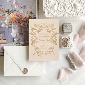 Vintage Royal Printable Wedding Invite Set - Gold | Canva, Fine Art, Template