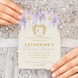 Printable Regal Purple Wisteria Invitation Template | Bridal Shower, Baby Shower, Wedding, Birthday