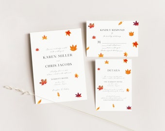 Fall Wedding Invite Suite Template | Canva, Editable