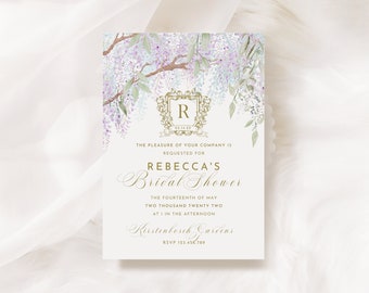 Blue & Purple Wisteria Invite Suite | Editable, Canva