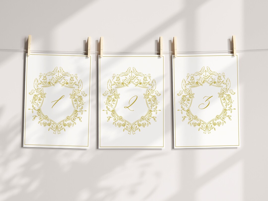 Printable Dark Floral Renaissance Table Numbers Template Wedding ...