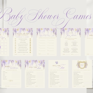 Baby Shower Games - Regal Purple Wisteria Template | Editable, Canva