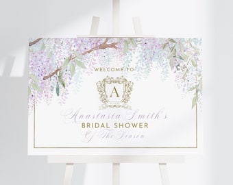 Blue & Purple Wisteria Welcome Sign Template | Editable, Canva