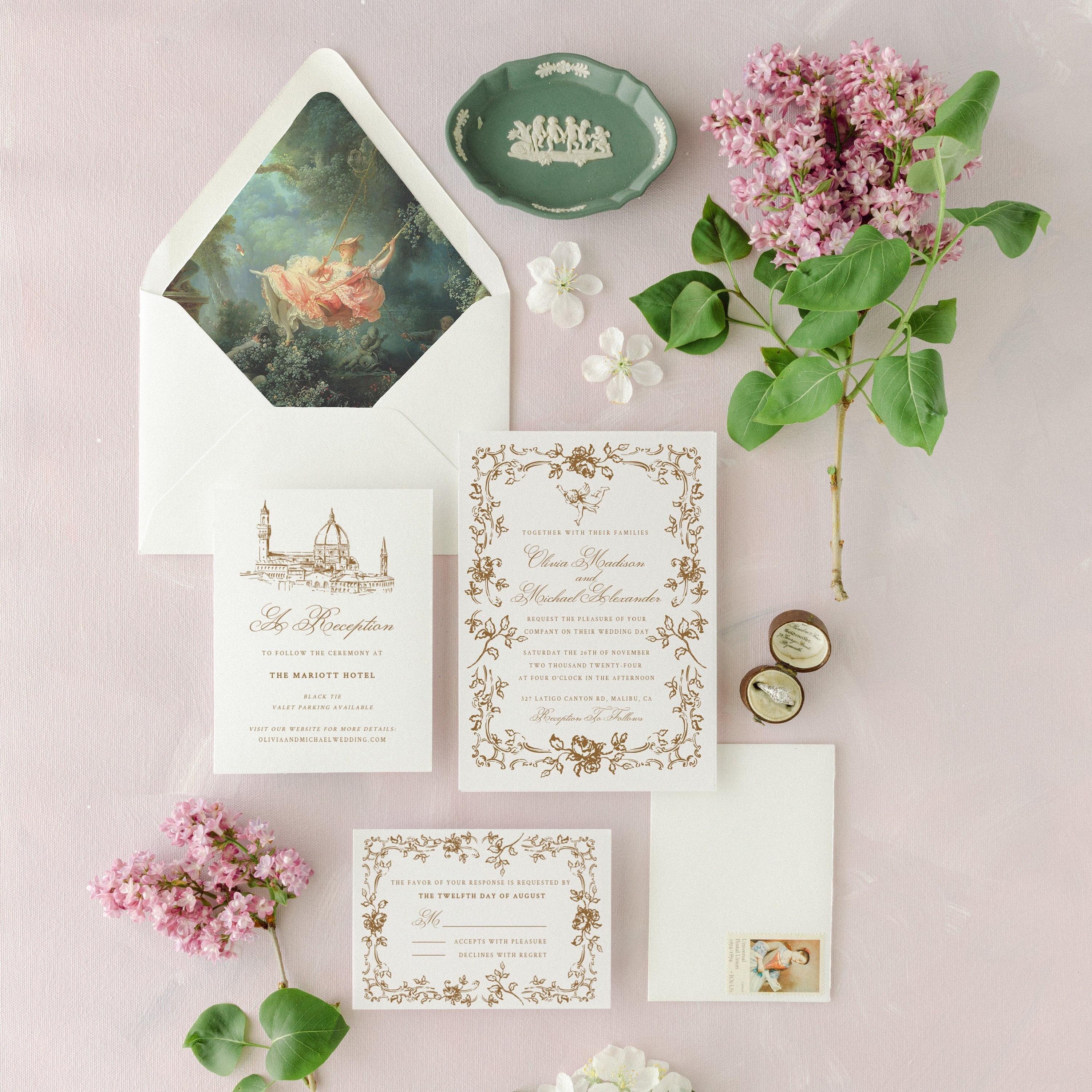 Italian Renaissance Script Invitation Printable Renaissance Fairytale Style Wedding Invitation Suite Template ...