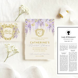 Lady Duke Invite Suite Printable | Purple Wisteria, Editable, Canva, Bridal Shower, Baby Shower