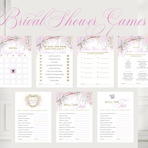 Pink & Purple Bridal Shower Games | Editable, Canva