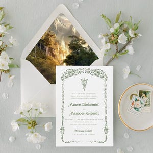 Printable Green &#39;Arwen&#39; Invitation Set Template | Templett