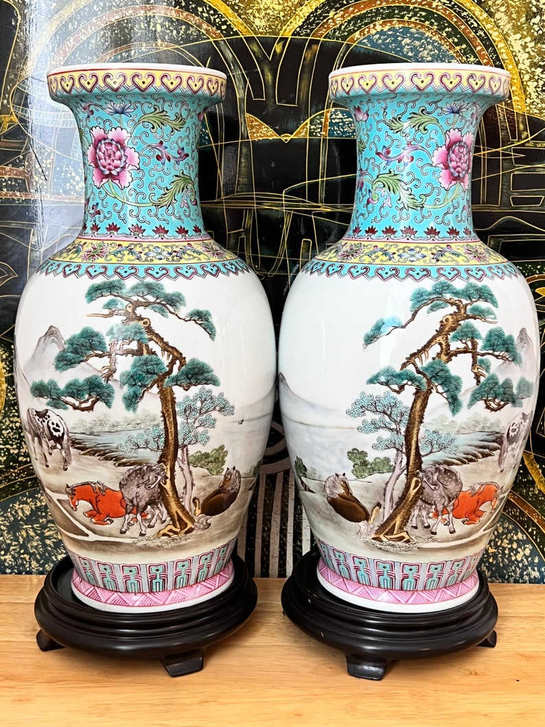 Antique Vintage Chinese Vase Pair of Chinese Collectable Etsy UK