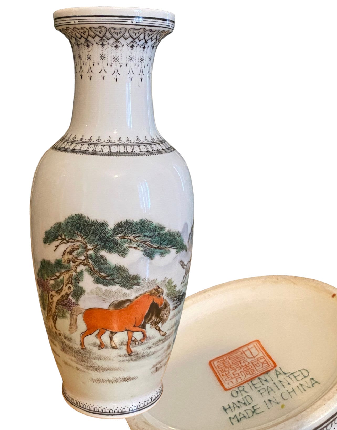 Chinese Porcelain 1930s -1970s Proc Vase Horses of Wang Mu