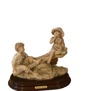Vintage Capodimonte Figurine: Giuseppe Armani Seesaw, Florence Italy