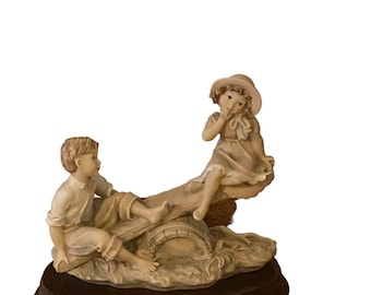 Vintage retro crafts Capodimonte Figurine, Capodimonte Florence Figurine, The Seesaw best friend figurine.