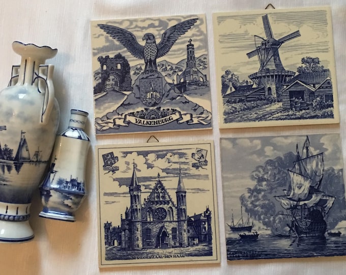 Delft Ceramic , Dutch Tiles - Dutch Windmill Hand Painted and Transfer ...