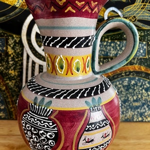 Pichet Deruta vintage en céramique italienne : poterie moderne Mid-Century peinte à la main