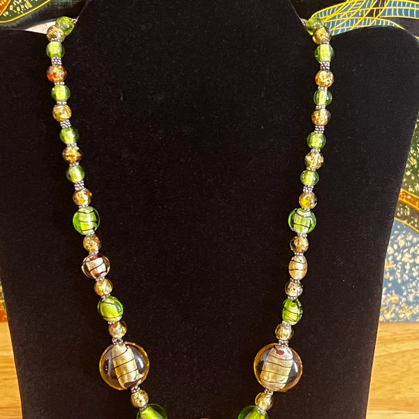 Murano Bead Necklace Etsy UK