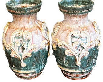 Pair of Alvino Bagni Raymor vases, Raymor Attributed Midcentury Italian Art Pottery Vases
