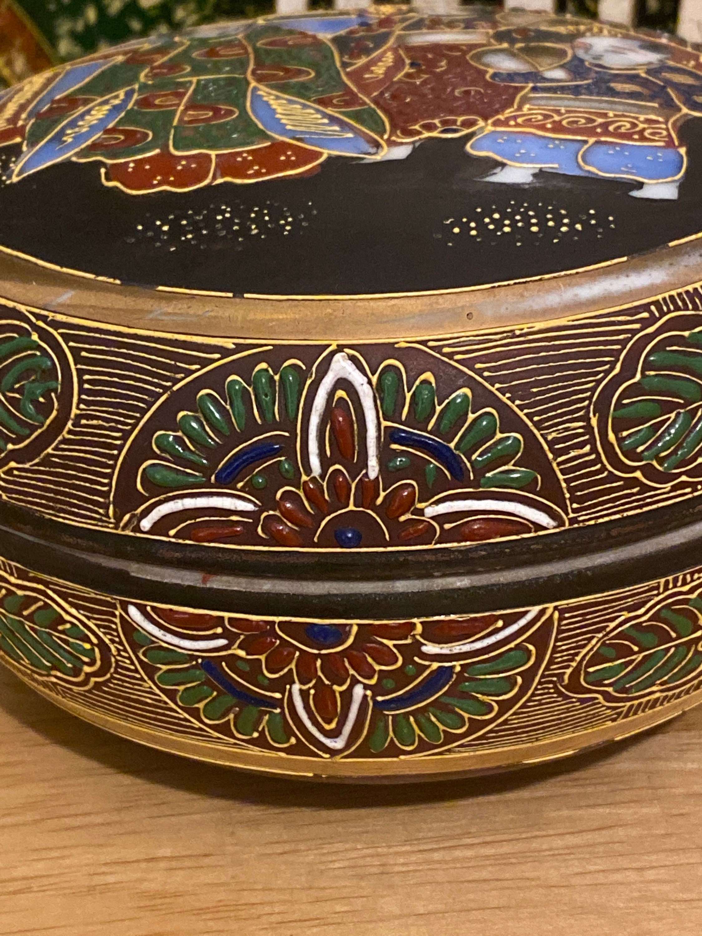 Moriage satsuma trinket box Vintage Japanese Trinket Box Etsy