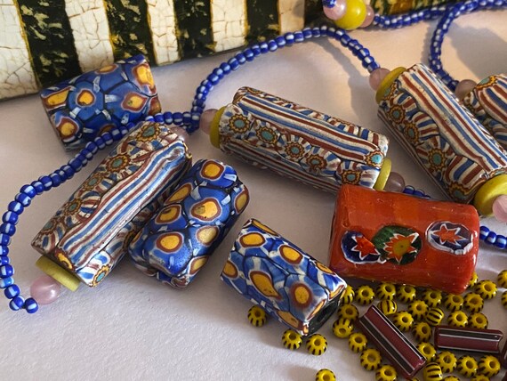 Antique Venetian millefiori African trade beads, … - image 7